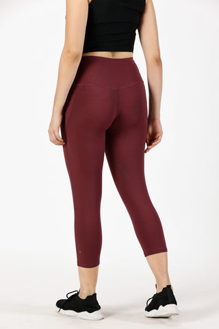 Burgundy 7/8 Yoga Legging | Yoga Pant Image