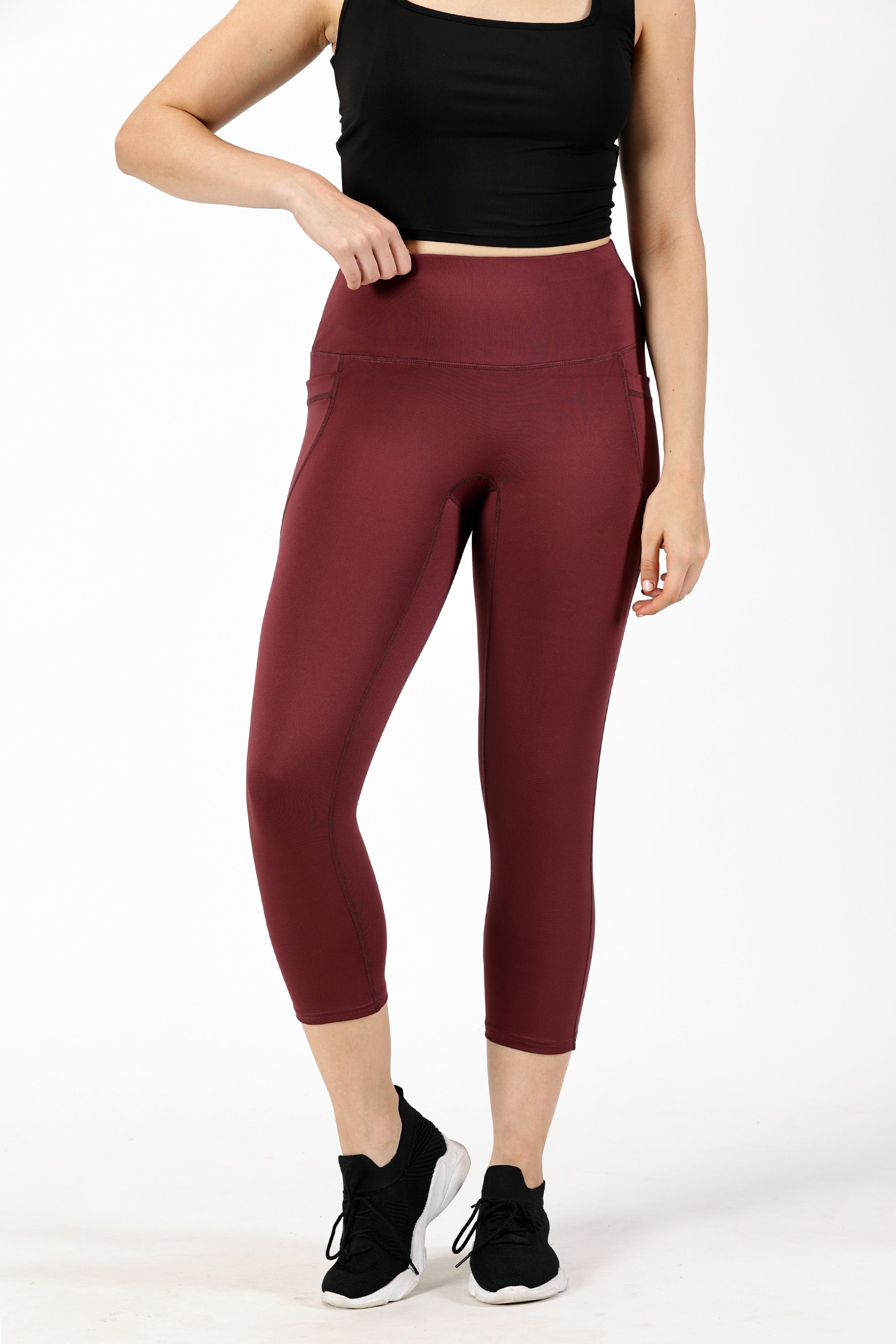 Burgundy 7/8 Yoga Legging | Yoga Pant Image