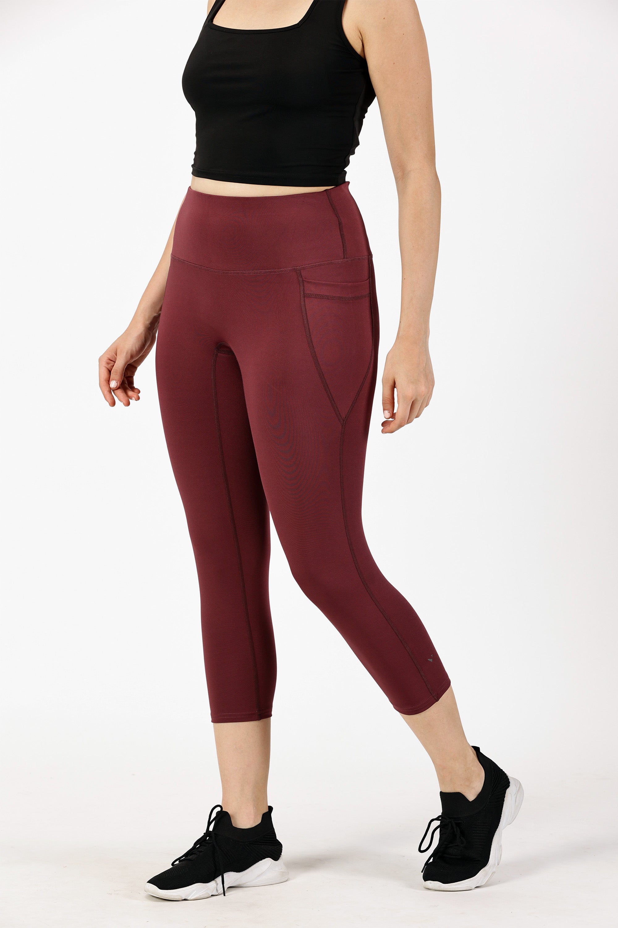 Burgundy 7/8 Yoga Legging | Yoga Pant Image