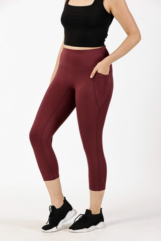 Burgundy 7/8 Yoga Legging | Yoga Pant Image