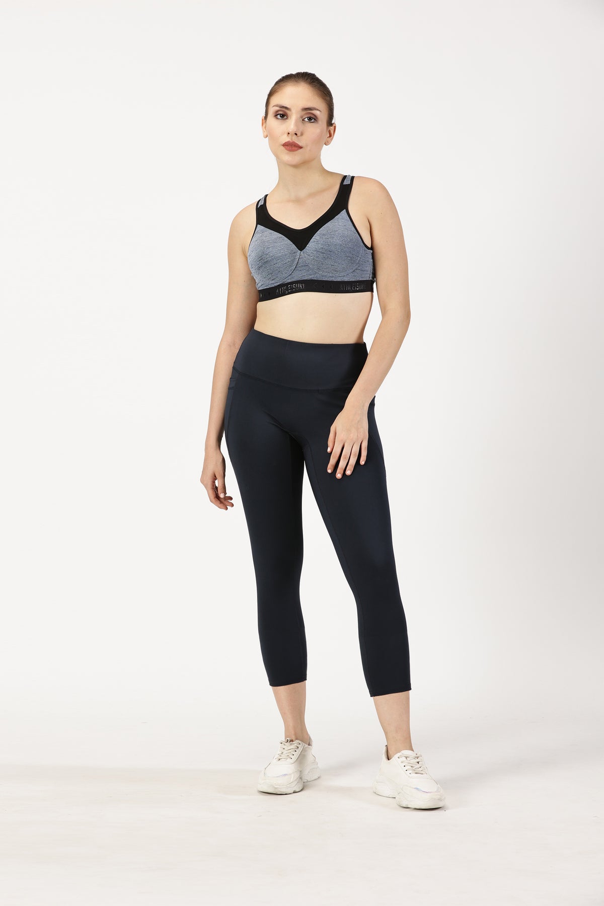 Navy Blue Capris Fitness Legging