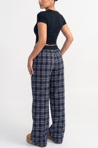 Midnight Plaid Wide Casual Pant