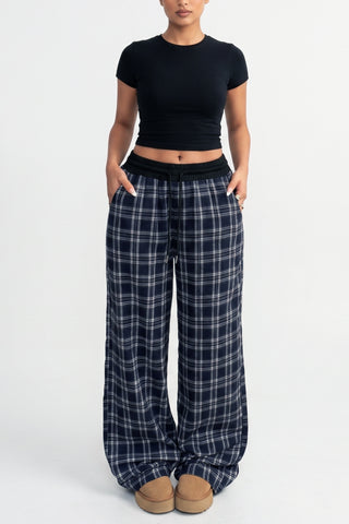 Midnight Plaid Wide Casual Pant