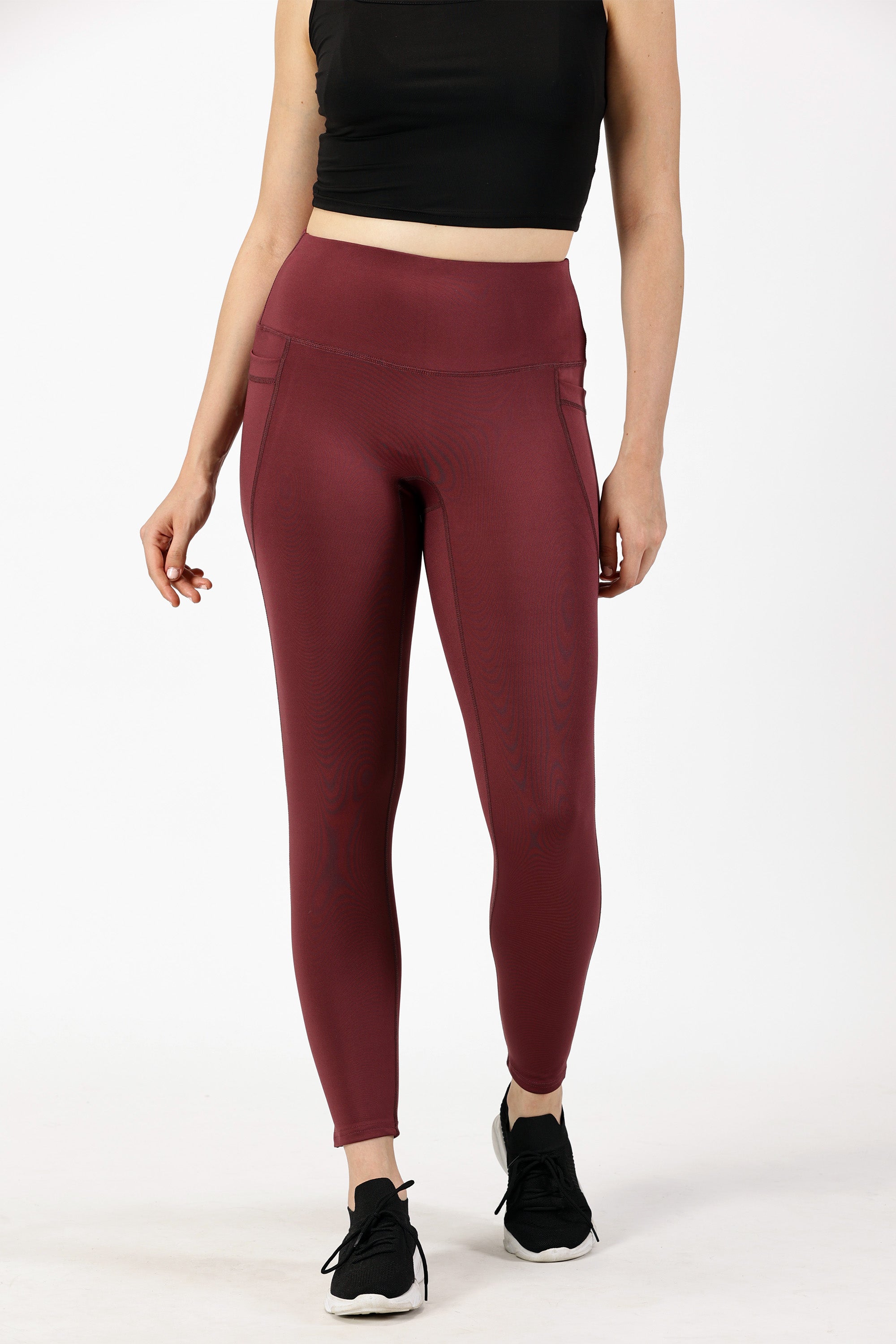 Burgundy Full Length Yoga Legging | Yoga Pant Image