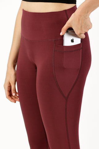 Burgundy Full Length Yoga Legging | Yoga Pant Image