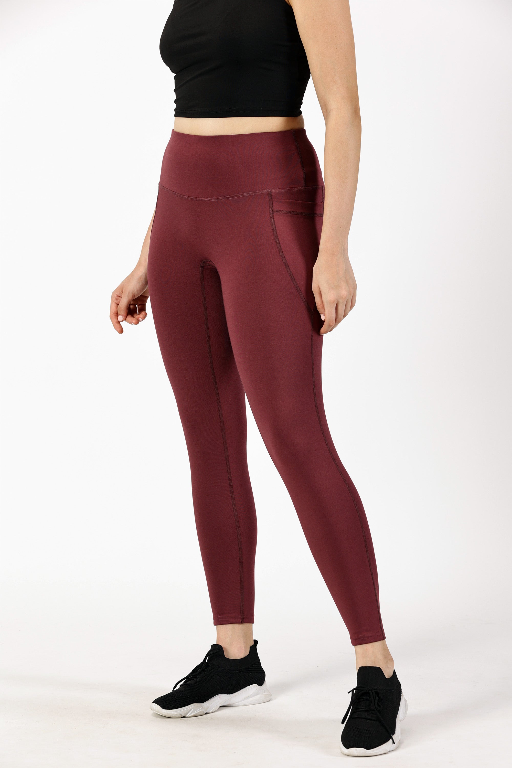 Burgundy Full Length Yoga Legging | Yoga Pant Image