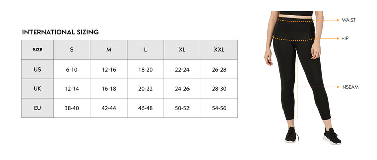 Women's Yoga Leggings | Yoga Pants Size Chart