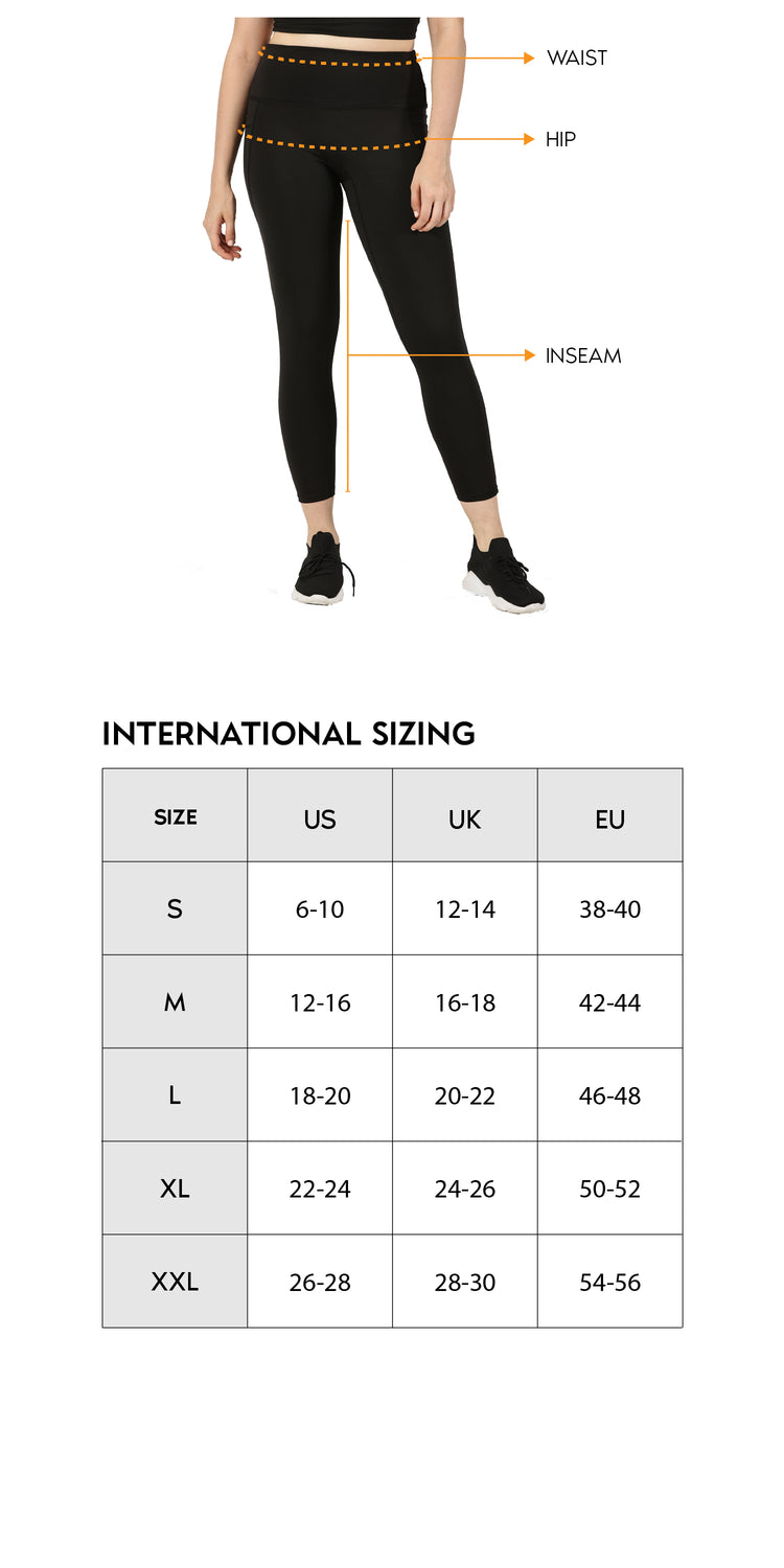 Women's Yoga Leggings | Yoga Pants Size Chart